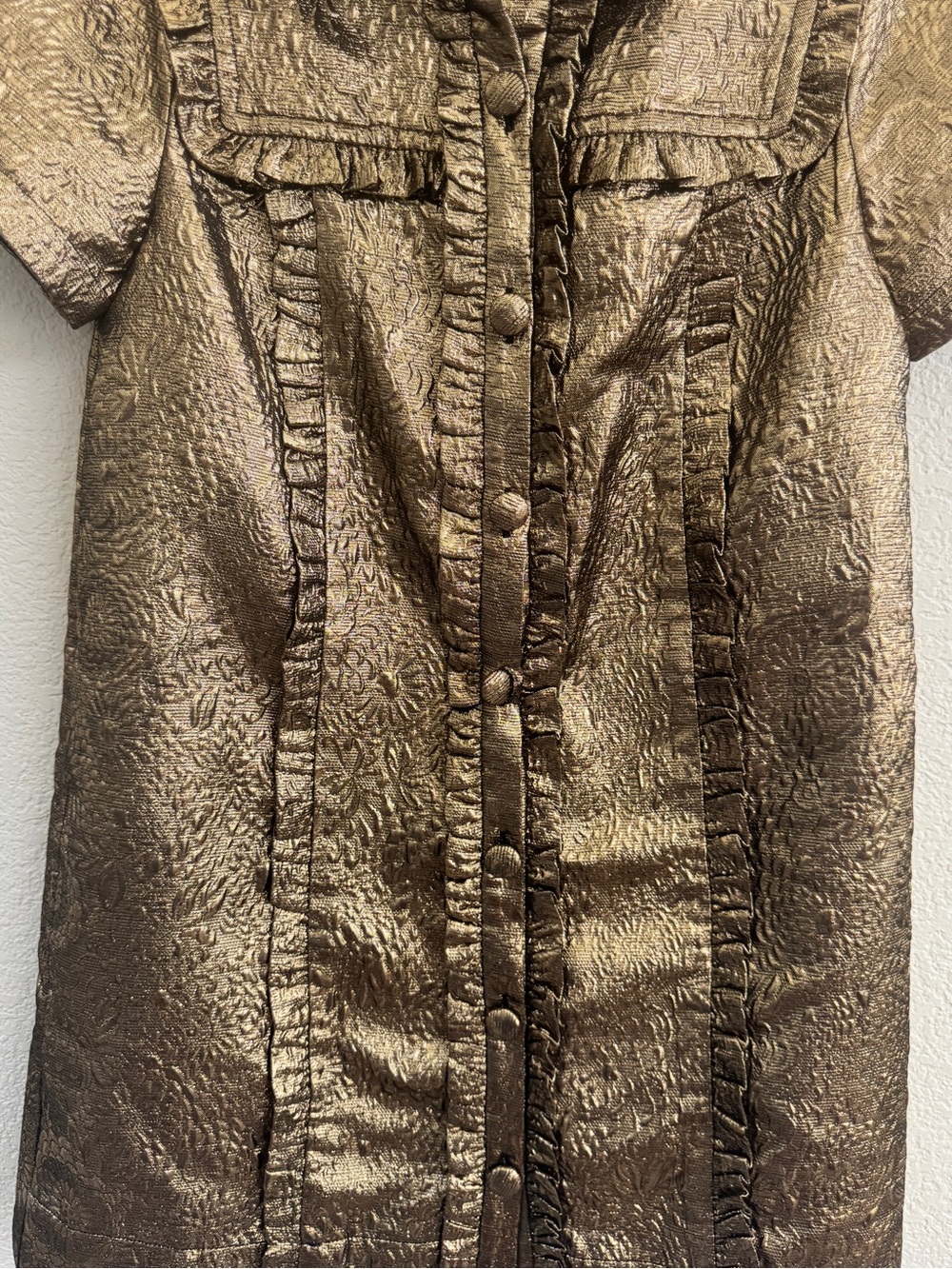 Anthropologie Metallic Bronze Short-Sleeve Shirt Dress size XS - Picture 6 of 8